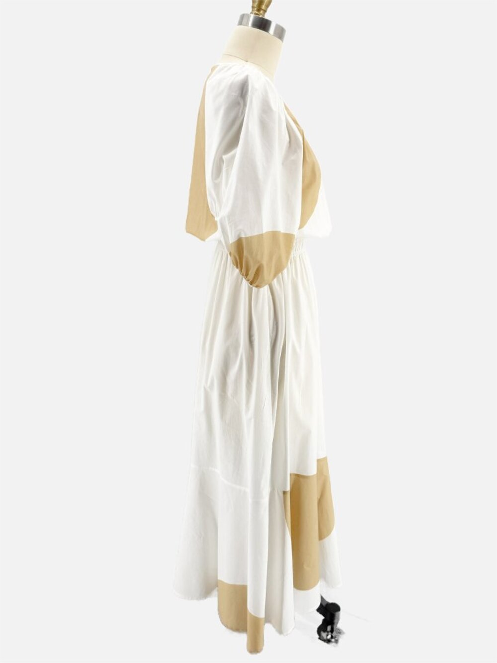 LIVIANA CONTI Poplin White Tan Detail Midi Dress sz 42 - Picture 7 of 12